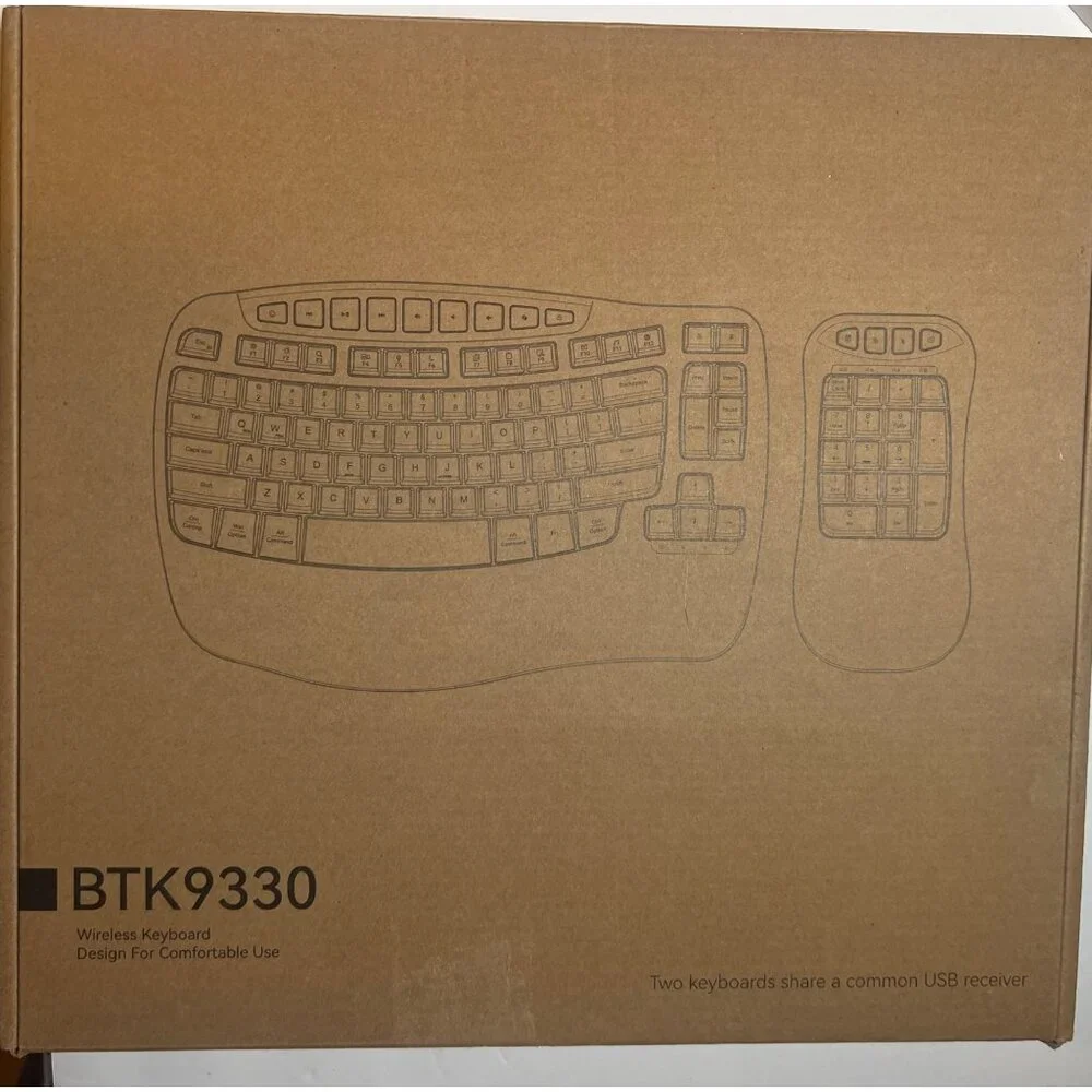 Ergonomic Wireless Keyboard & Number Pad Combo BTK9330 Meetion NEW IN BOX